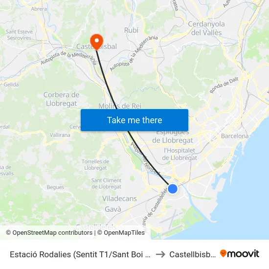 Estació Rodalies (Sentit T1/Sant Boi L.) to Castellbisbal map