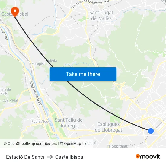 Estació De Sants to Castellbisbal map