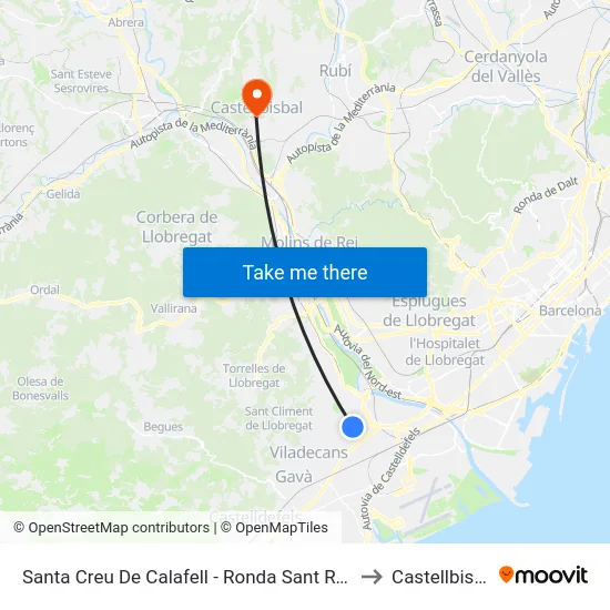 Santa Creu De Calafell - Ronda Sant Ramon to Castellbisbal map