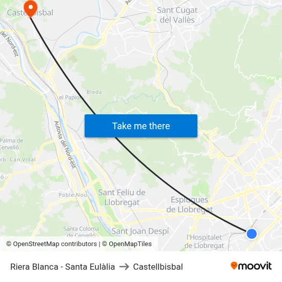 Riera Blanca - Santa Eulàlia to Castellbisbal map