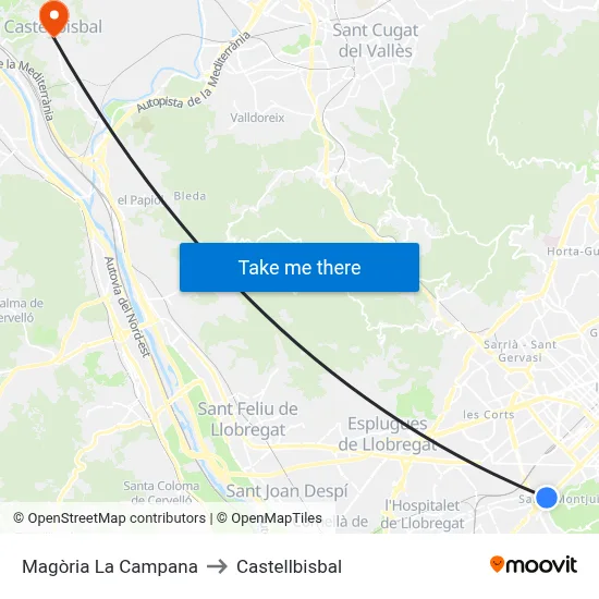 Magòria La Campana to Castellbisbal map