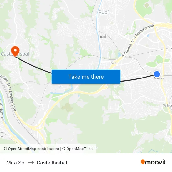 Mira-Sol to Castellbisbal map