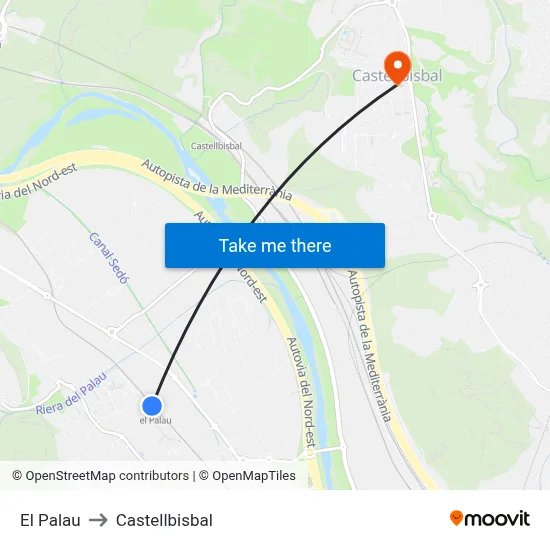 El Palau to Castellbisbal map