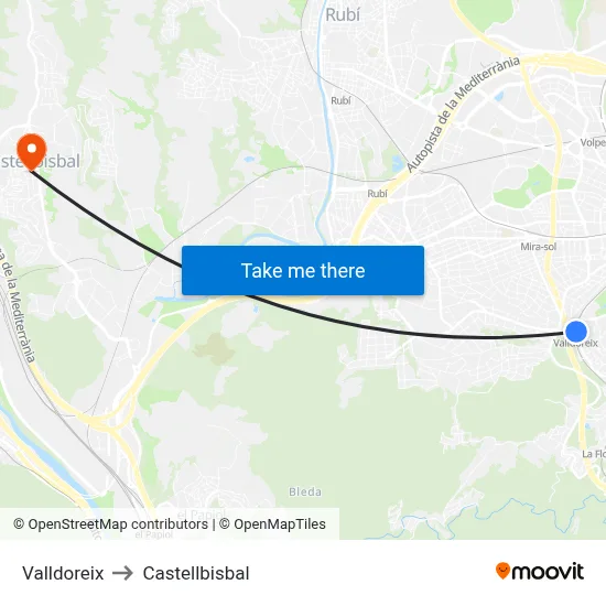 Valldoreix to Castellbisbal map