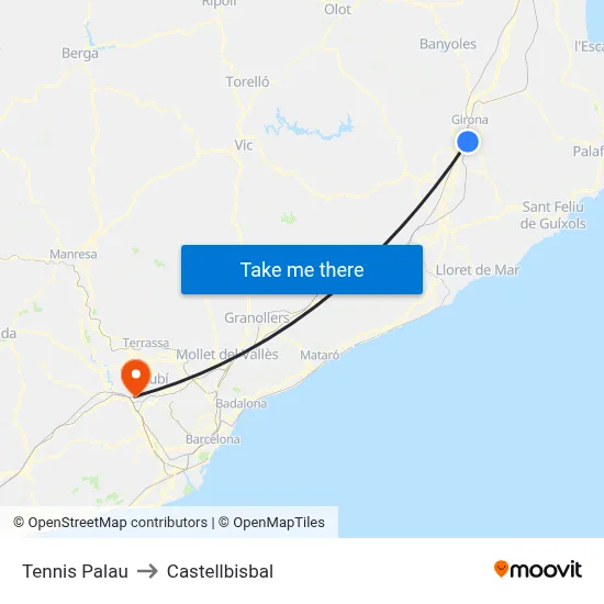 Tennis Palau to Castellbisbal map