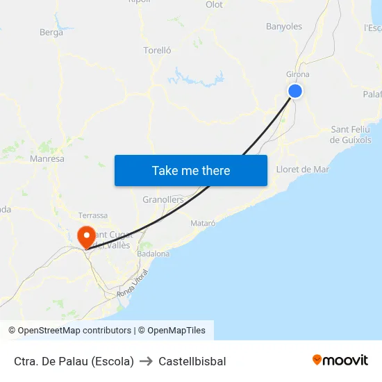 Ctra. De Palau (Escola) to Castellbisbal map