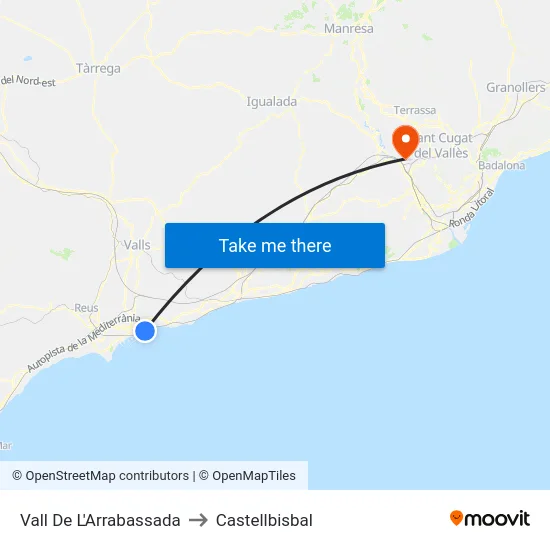 Vall De L'Arrabassada to Castellbisbal map