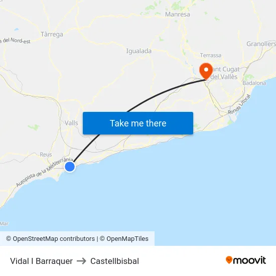 Vidal I Barraquer to Castellbisbal map