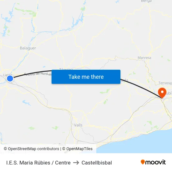 I.E.S. Maria Rúbies / Centre to Castellbisbal map