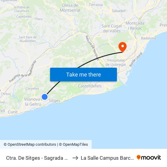 Ctra. De Sitges - Sagrada Familia to La Salle Campus Barcelona map