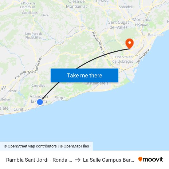 Rambla Sant Jordi - Ronda Ibèrica to La Salle Campus Barcelona map