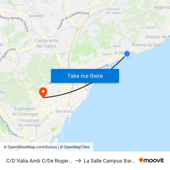 C/D`Itàlia Amb C/De Roger De Flor to La Salle Campus Barcelona map
