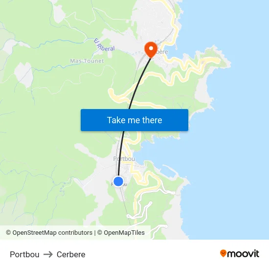 Portbou to Cerbere map
