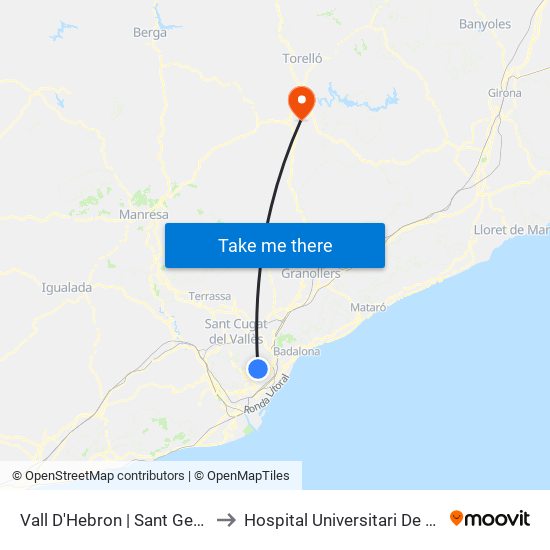 Vall D'Hebron | Sant Genís to Hospital Universitari De Vic map