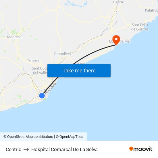 Cèntric to Hospital Comarcal De La Selva map