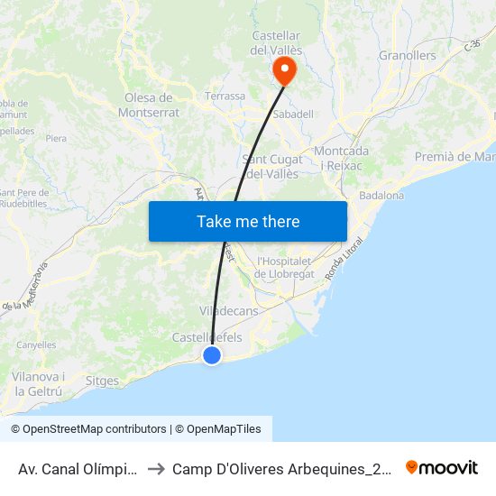 Av. Canal Olímpic - Pg. Pitort to Camp D'Oliveres Arbequines_2019 (Antic Aeròdrom) map