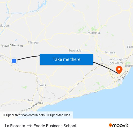 La Floresta to Esade Business School map