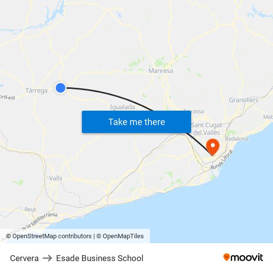 Cervera to Esade Business School map