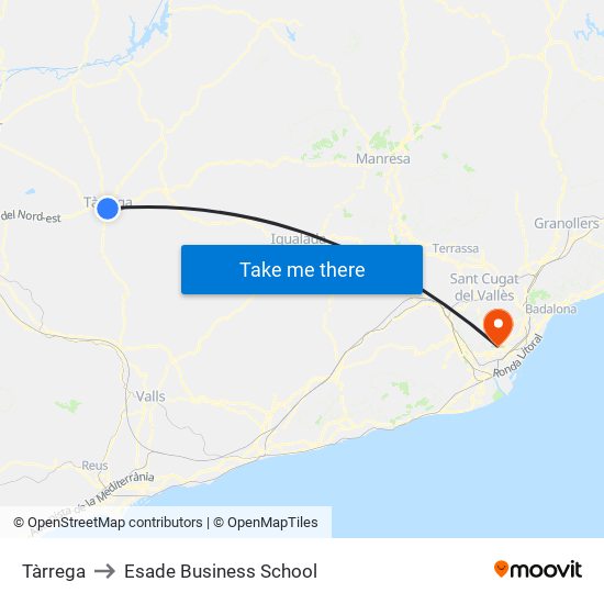 Tàrrega to Esade Business School map