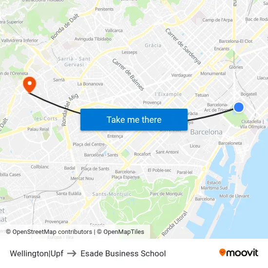 Wellington|Upf to Esade Business School map