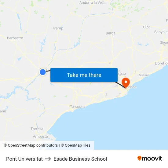 Pont Universitat to Esade Business School map