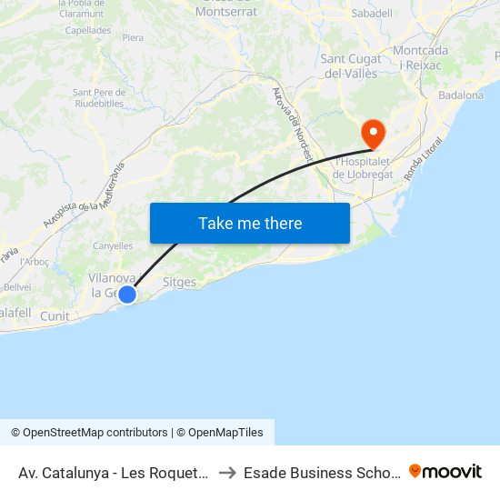 Av. Catalunya - Les Roquetes to Esade Business School map