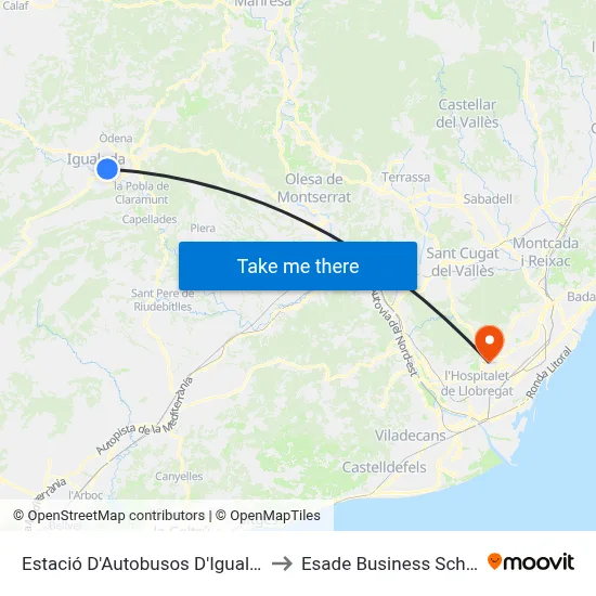 Estació D'Autobusos D'Igualada to Esade Business School map