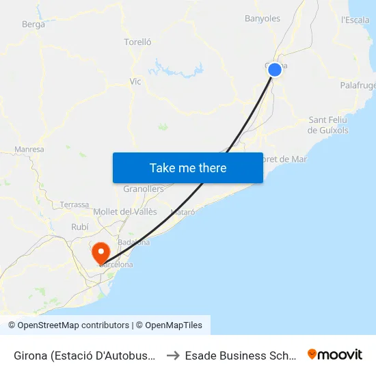 Girona (Estació D'Autobusos) to Esade Business School map