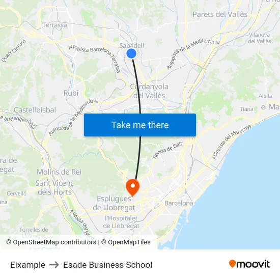 Eixample to Esade Business School map