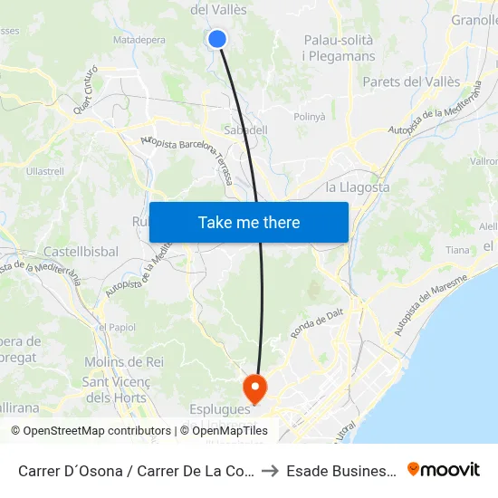 Carrer D´Osona / Carrer De La Conca De Barberà to Esade Business School map