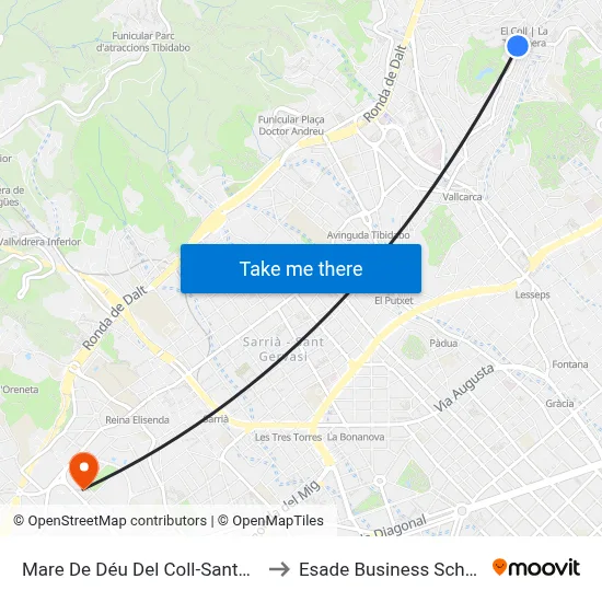 Mare De Déu Del Coll-Santuari to Esade Business School map