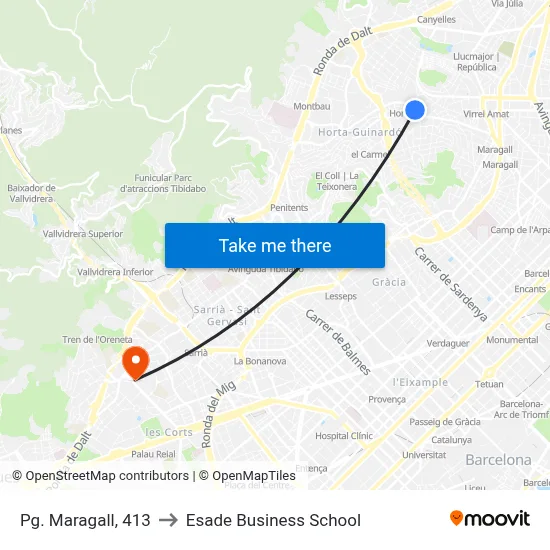 Pg. Maragall, 413 to Esade Business School map
