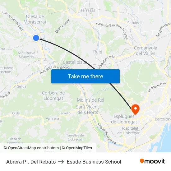 Abrera Pl. Del Rebato to Esade Business School map