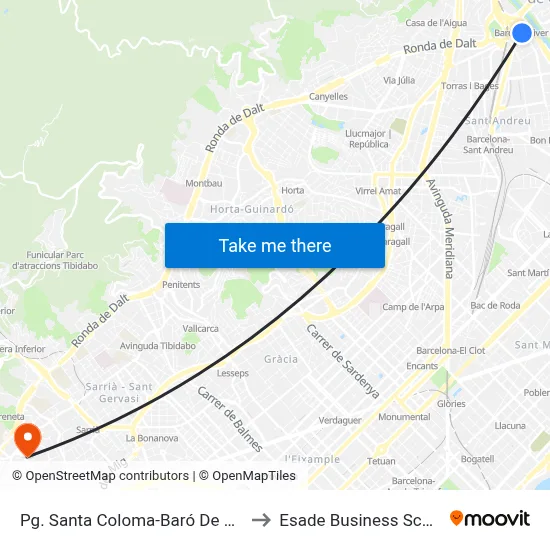 Pg. Santa Coloma-Baró De Viver to Esade Business School map