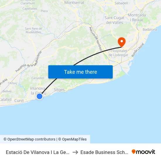 Estació De Vilanova I La Geltrú to Esade Business School map