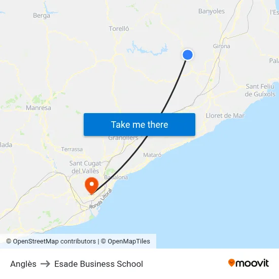 Anglès to Esade Business School map