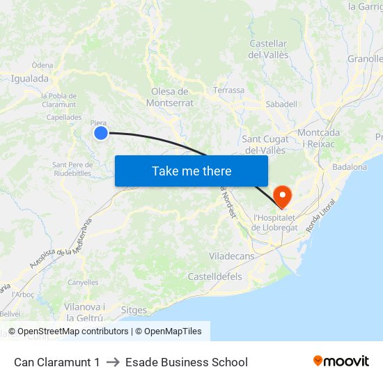 Can Claramunt 1 to Esade Business School map