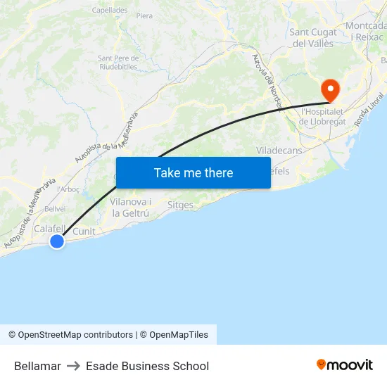 Bellamar to Esade Business School map