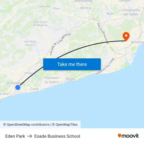 Eden Park to Esade Business School map