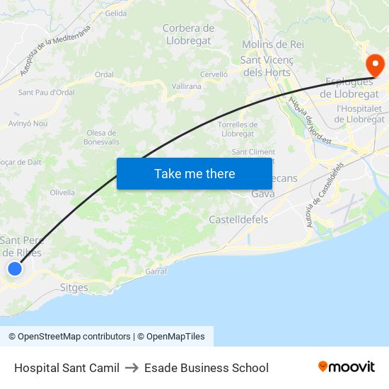 Hospital Sant Camil to Esade Business School map