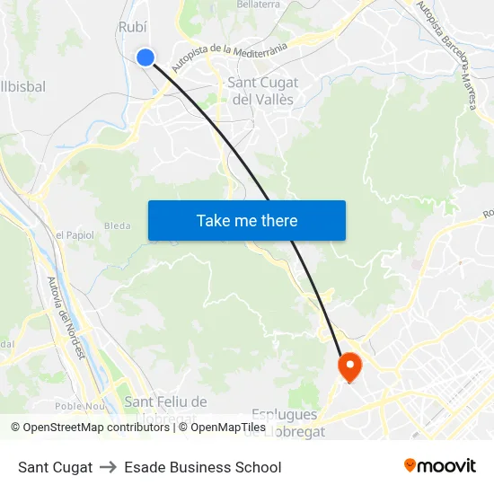 Sant Cugat to Esade Business School map