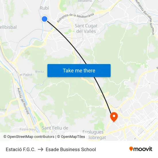 Estació F.G.C. to Esade Business School map