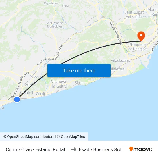 Centre Cívic - Estació Rodalies to Esade Business School map