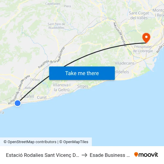Estació Rodalies Sant Vicenç De Calders to Esade Business School map