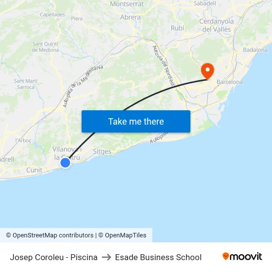 Josep Coroleu - Piscina to Esade Business School map