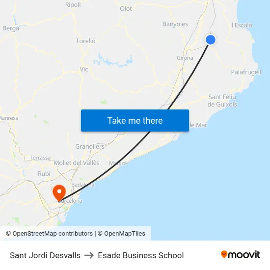 Sant Jordi Desvalls to Esade Business School map