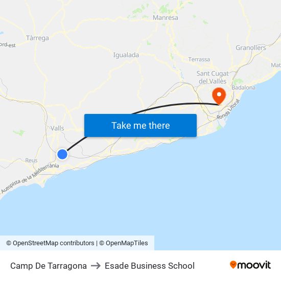 Camp De Tarragona to Esade Business School map