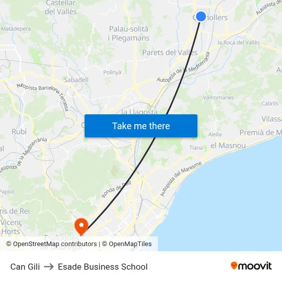 Can Gili to Esade Business School map