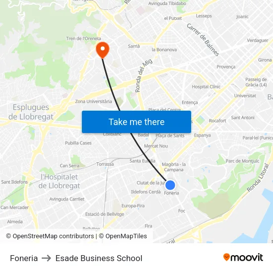 Foneria to Esade Business School map