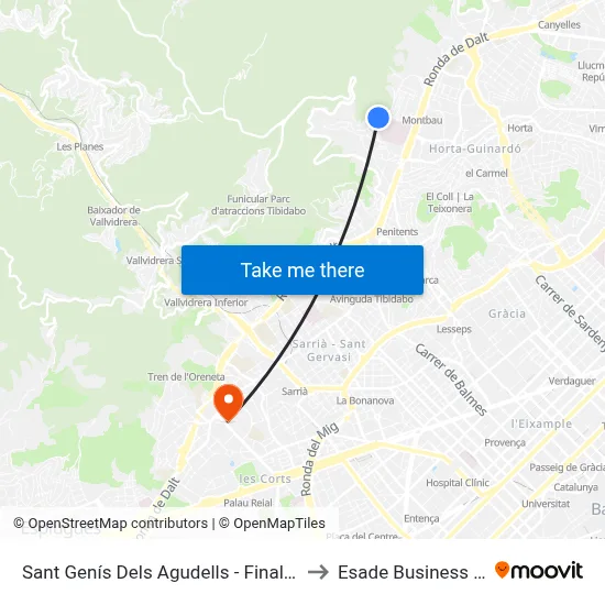 Sant Genís Dels Agudells - Final De Trajecte to Esade Business School map